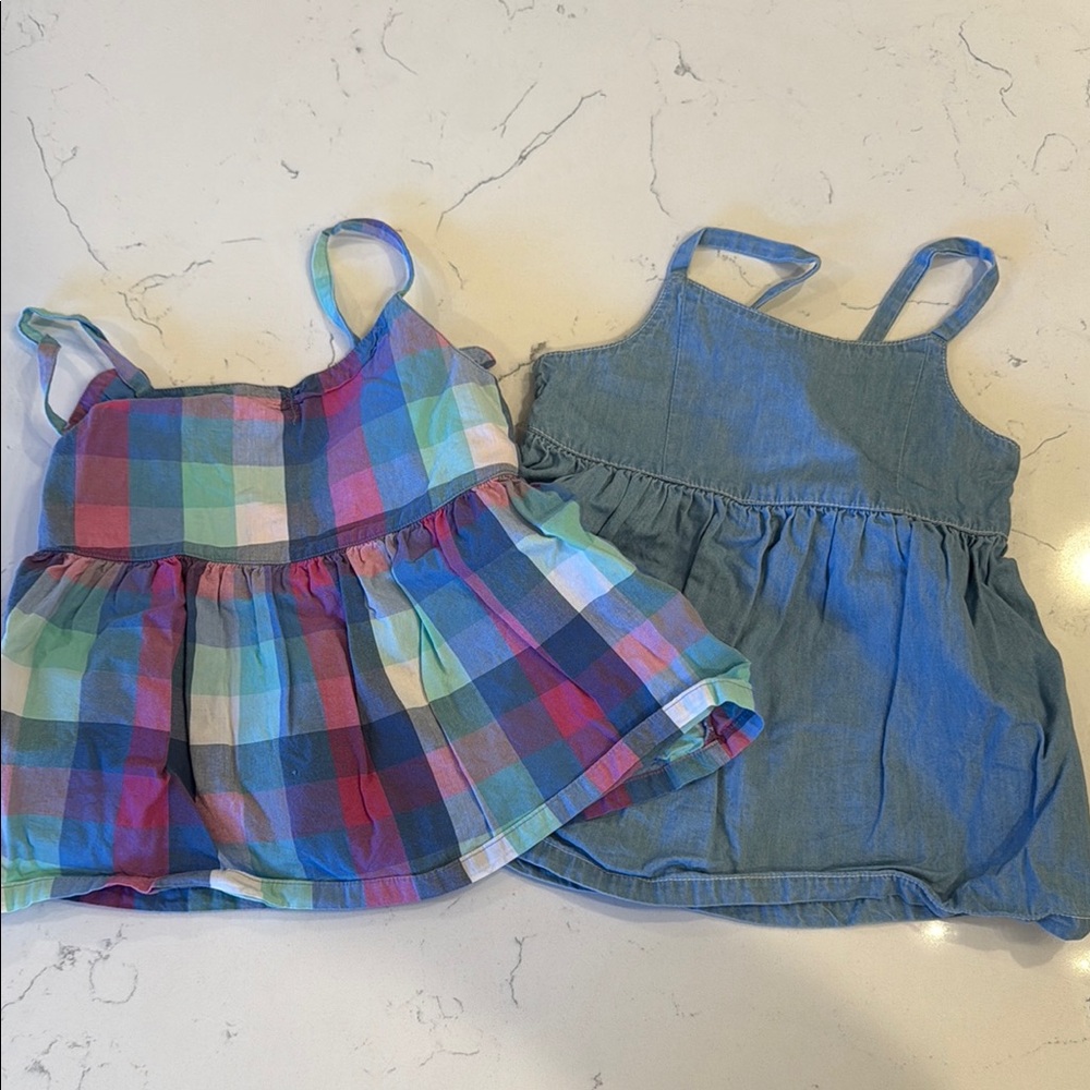 Old Navy . Colorful Plaid and Denim Baby Dresses